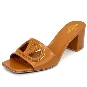 Valentino Garavani V Logo VLOGO Cutout Block Heel Mules Slide Sandals Shoes